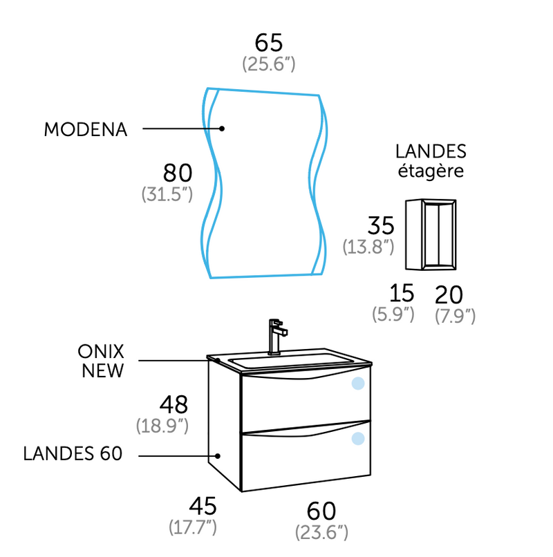 Ensemble Meuble Salle de Bain - ùnico - Landes.60 gris - {{L'entrepôt du bricoleur }}