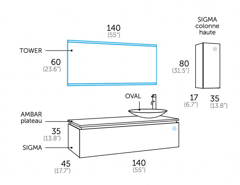 Ensemble Meuble Salle de Bain - ùnico - Sigma.140 - {{L'entrepôt du bricoleur }}