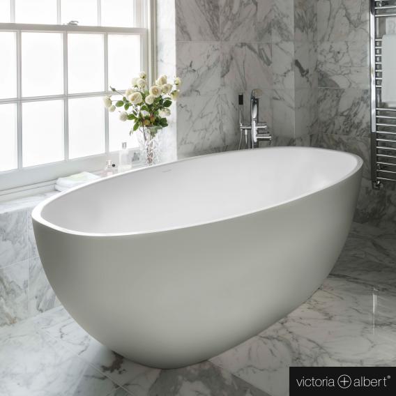 Baignoire ovale en îlot blanc brillant intérieur blanc brillant | Victoria + Albert | Salle de bain - {{L'entrepôt du bricoleur }}