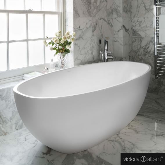 Baignoire ovale en îlot blanc brillant intérieur blanc brillant | Victoria + Albert | Salle de bain - {{L'entrepôt du bricoleur }}