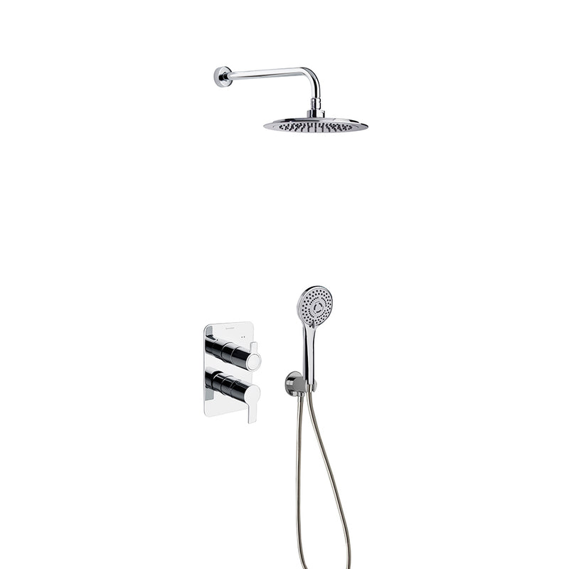 Ensemble de douche 2 voies avec douche de têtê ABS anticalcaire Ø 240 mm et douchette ABS 3 jet, code-support sortie d'eau et flexible. | Ramon Soler | Salle de bain - {{L'entrepôt du bricoleur }}