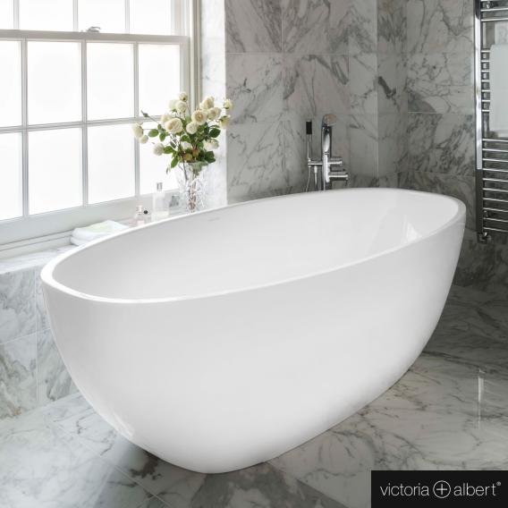 Baignoire ovale en îlot blanc brillant intérieur blanc brillant | Victoria + Albert | Salle de bain - {{L'entrepôt du bricoleur }}